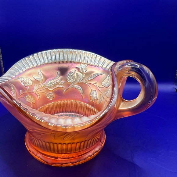 Vintage Dugan Marigold Carnival Glass Windflower Nappy Dish, Sauce Server - Picture 6 of 13